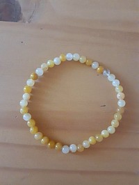 Bracelet,agate, jaune boules, 4 mm, pierre