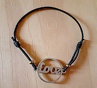 Bracelet, vegan, écologique ,love, LOVE, love, bracelet, ronde, argenté