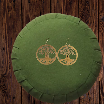 Boucles d'oreilles spirituelle arbre de vie doré