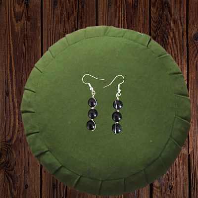Boucles d'oreilles trinité en obsidienne