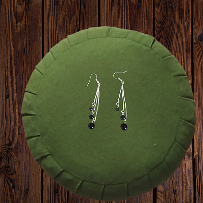 Boucles d'oreilles chaînette en obsidienne