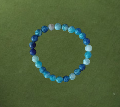 Bracelet agate bleu marine craquelé