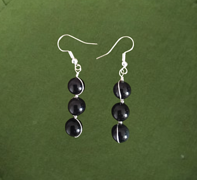 Boucles d'oreilles céleste en obsidienne noire