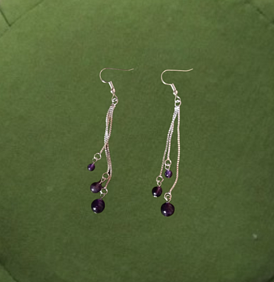 Boucles d'oreilles chaînette améthyste