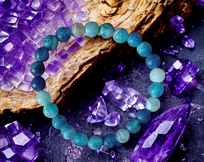 Bracelet agate marine craquelé