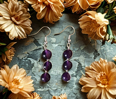 Boucles d'oreilles trinité en améthyste