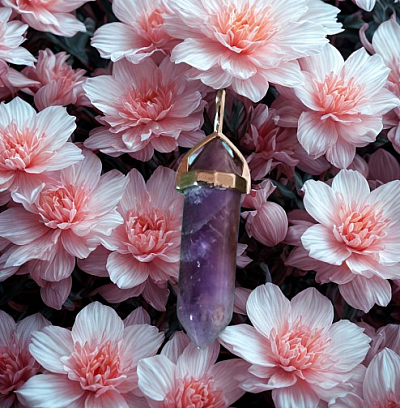 Pendentif améthyste pointe