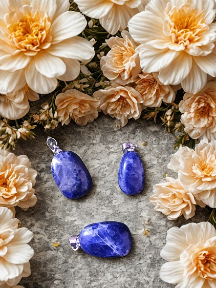 Pendentif sodalite en pierre roulée