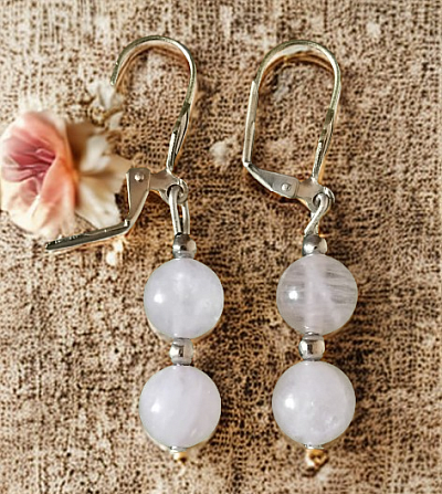 Boucles d'oreilles quartz rose naturelle