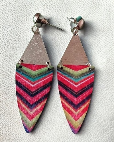 Boucles d'oreilles ethnique en bois