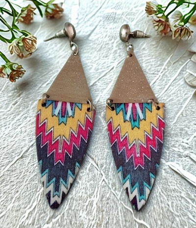 Boucles d'oreilles éclair en bois